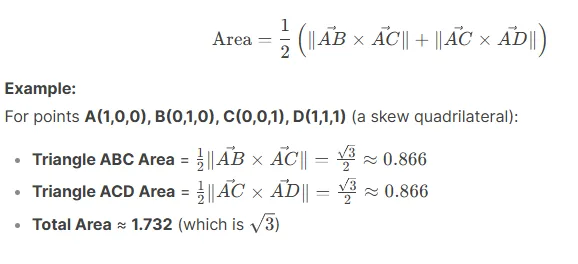 3D Quadrilateral Area Calculator 2 3D Quadrilateral Area Calculator